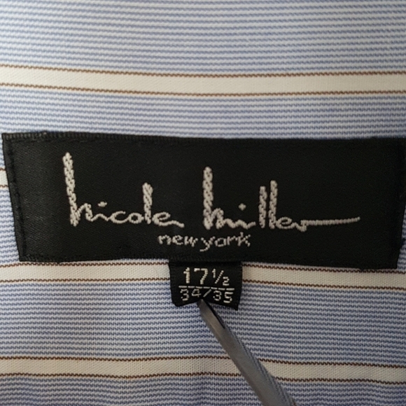 Nicole Miller men's 17 1/2, 34-35 button down - Picture 3 of 4